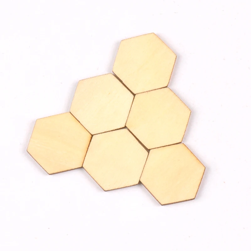 10/15/20/25/30/40/50/60/80/100mm Wooden Crafts Hexagonal Pieces Scrapbooking Crafts wood decoration for Home Decoration m2132X