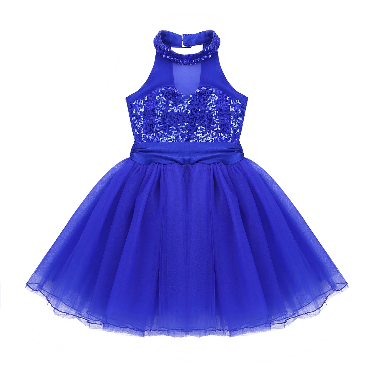 FEESHOW Kids Girls Sleeveless Mesh Splice Sequins Ballet Tutu Dress Girl Gymnastics Leotard Dancewear Ballerina Princess Dress