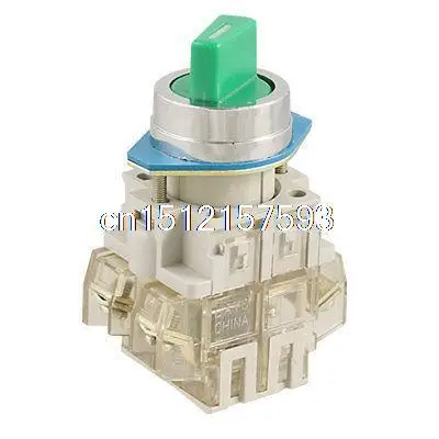 AC 660V 10A Two 2 Position Green Rotary Select Selector Switch 1 NO N/O NC N/C