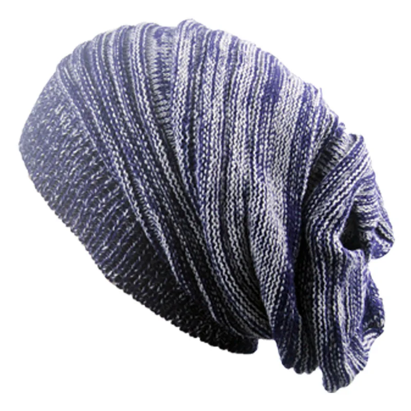 Männer und frauen hut gemischt farbe baumwolle gestreiften hüfte hop Sk Sk winter warme hut schal Mützen stricken lange lose hut gorro kopfschmuck