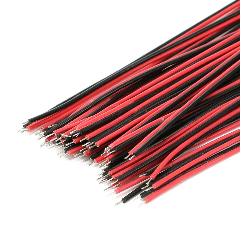 50Pcs/lot Red Black Abreast Line 26AWG 80mm 150MM length LED Line Connecting Tin Plating Wire DIY 2P Electronic Wire Welding