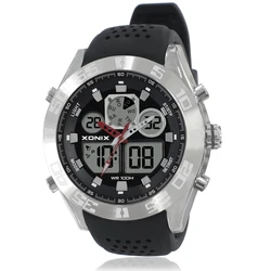 Mens Sports Watches Dual Display Digital Quartz Waterproof 100M LED Light Silicone Strap Swim Outdoor Watch GIFT