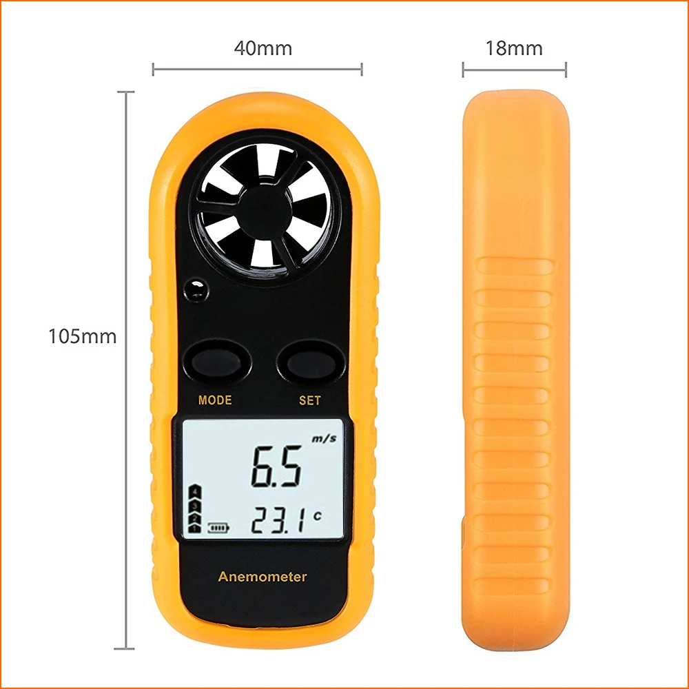 RZ Anemometro velocità Del Vento Meter Anemometro Lcd Digitale di Velocità del Vento Meter Sensore Portatile 0-30m/s GM816 Mini Anemometro Vento misuratore di velocità