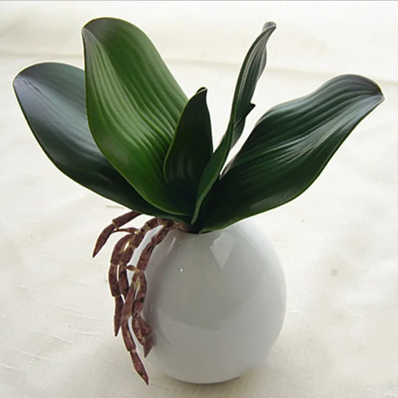 

Artificial PU Green Phalaenopsis Leaf Potted Plants Wedding Event Decoration Floral Accessories Fake Flower Carft Ornament