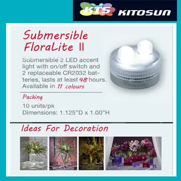 100pcs/lot Dual LED Battery Operated 10 Colors Submersible Floralyte for Flower Arrenagement