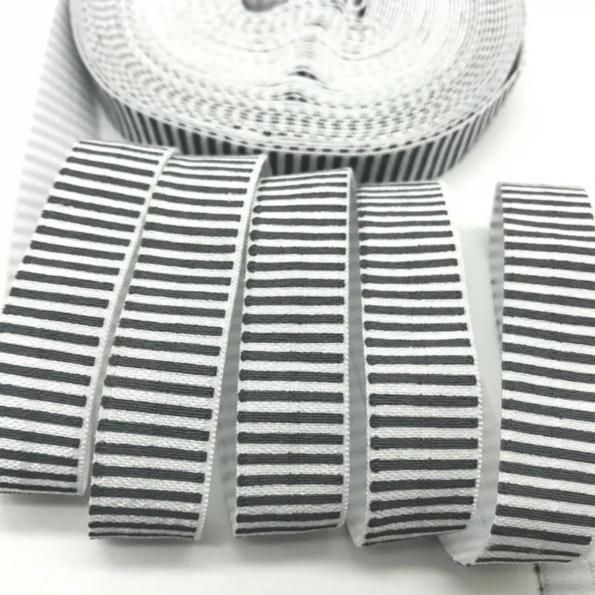 5 Yards 16mm Gray&Black Stripe Sewing Apparel Accessories foe elastic Ribbon Handmade Lace Trims Wedding Decoration