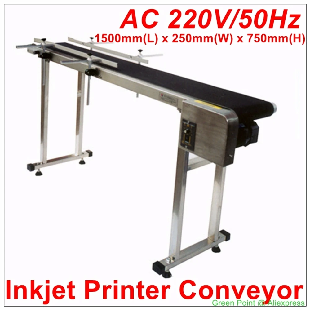 

120W Conveyor Belt Inkjet Printer 1500mm(L) X 250mm(W) X 750mm(H) Stainless Steel Rubber Belt 200mm Width 0-30M/Min For Sticker