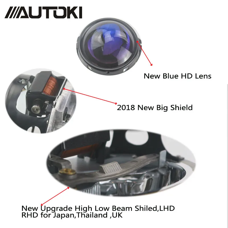 AUTOKI Upgrade 3.0'' HID Bixenon For Hella G5 Aluminum Projector Blue Film Lens Auto Car Headlight Headlamp Retrofit H4 D2S D2H