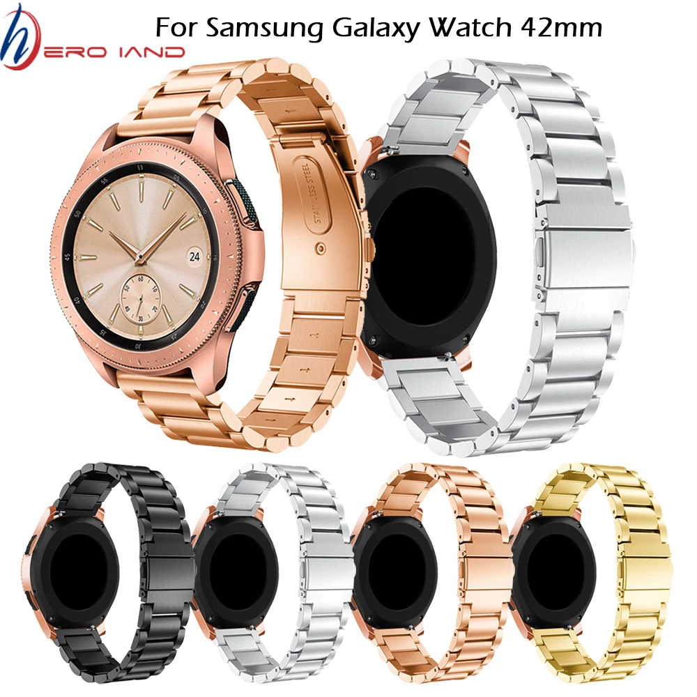 3 puntatore In Acciaio Inox Cinturino 20mm per Samsung Galaxy Orologio 42 millimetri In Oro Rosa del Metallo Della Cinghia Della Fascia per Samsung gear S2