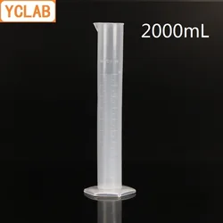 HUAOU 2000mL Measuring Cylinder 2L PP Plastic with Hexagonal Base Spout Graduation Polypropylene Laboratory Chemistry Equipment