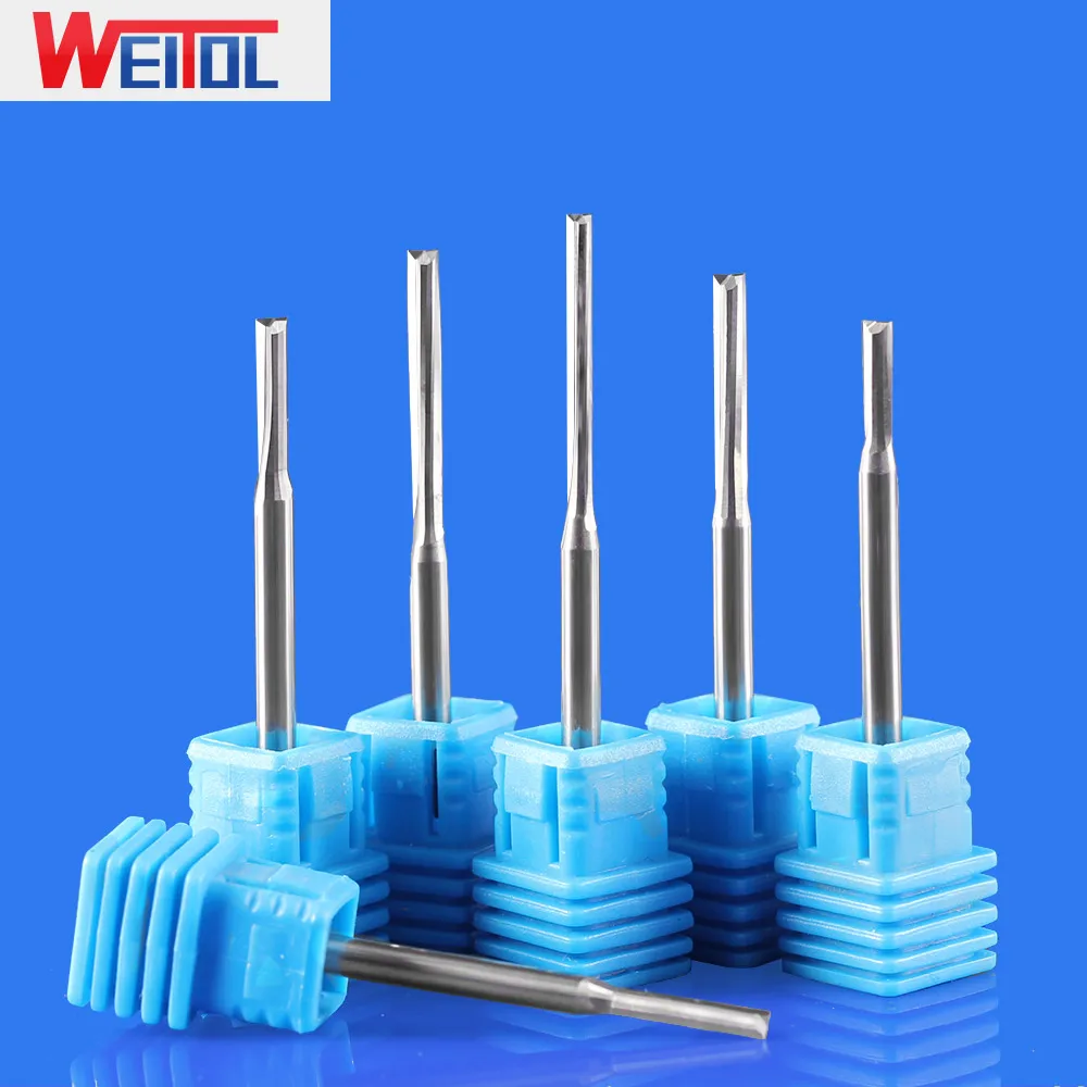 WeiTol-Mèches de toupie droites à double cannelure, outils de coupe CNC, tige de 3.175mm, 2 cannelures, 1 PC