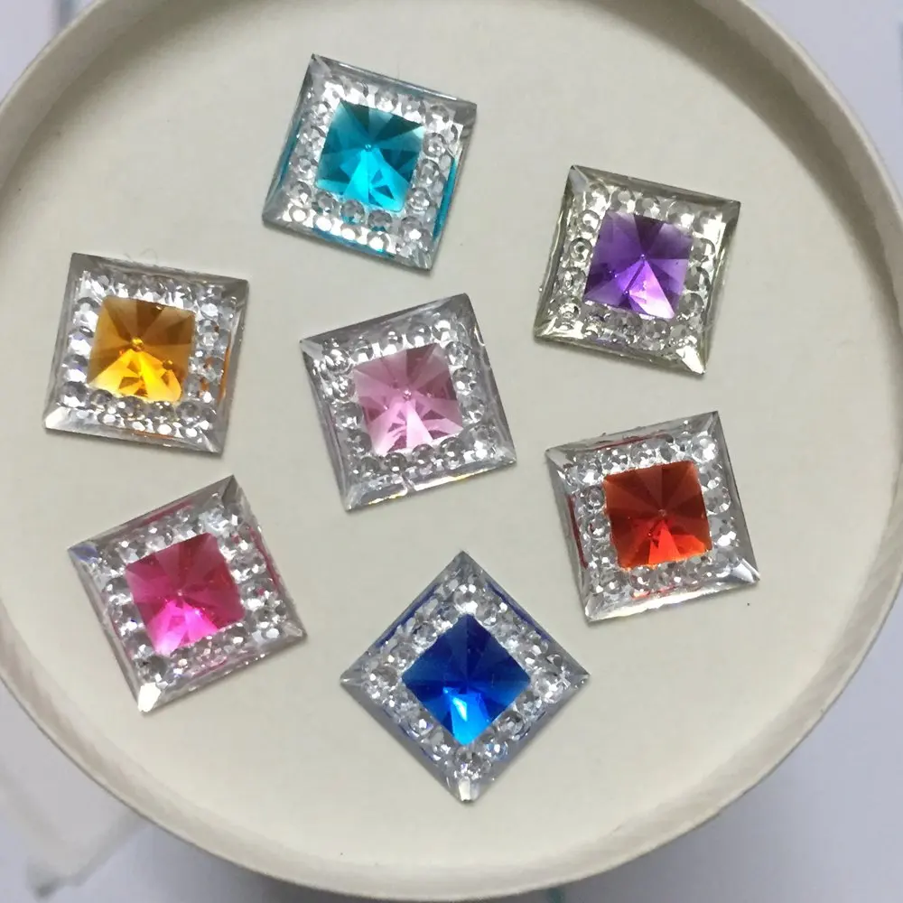 DIY 수지 사각형 모양 플랫백 라인석 웨딩 장식 공예, 80 피스 10mm ID53 * 2