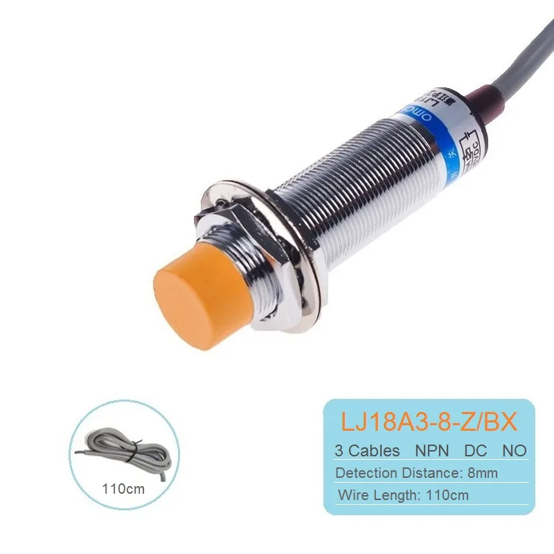 New M18 Inductive Proximity Sensor Switch LJ18A3-8-Z/BX 3 Cables NPN DC NO Detection Switch