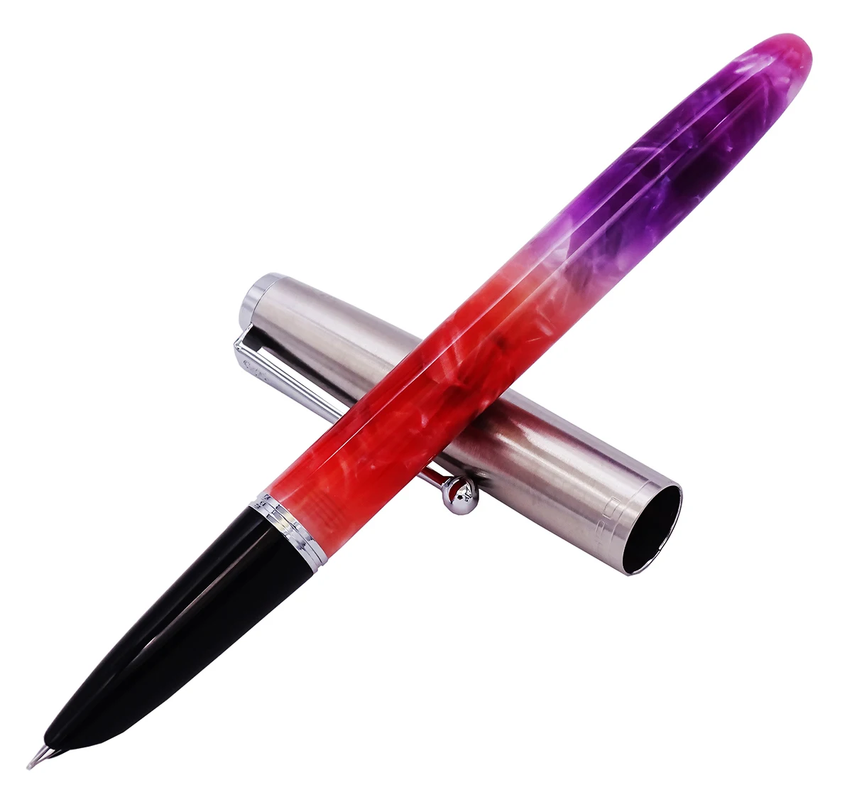 2Pcs Jinhao Acryl Hars Vulpen Rvs Cap Gradiënt Grijs & Rood Extra Fijn 0.38Mm Schrijven Office school Inkt Pen