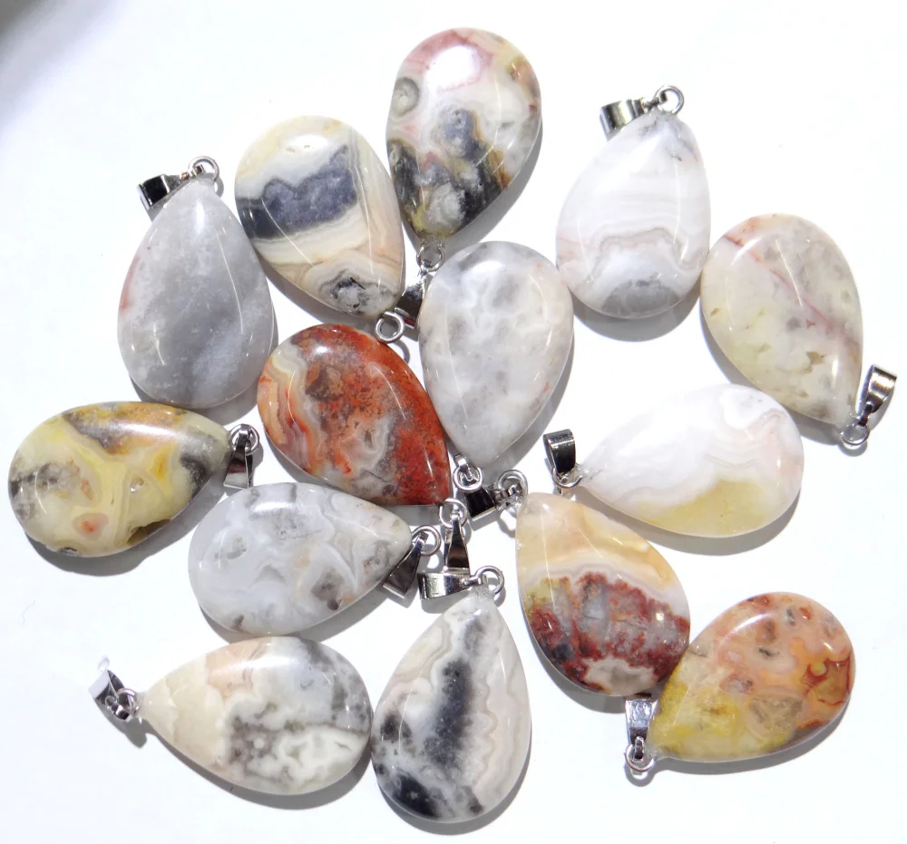 wholesale fashion natural stone Opal tiger eye Quartz Crystal lapis water drop pendant Charms fit Necklaces jewelry making 12PC