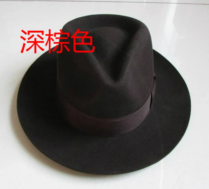 Wool Fedora Hat Unisex Felt Fedoras Hats Adult Fashion Trilby Hats Popular Headwear Wool Fedora Trilby Hats Man\'s Cap B-8130