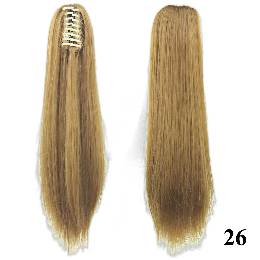 Soowee 60cm Long Straight Synthetic Hair Claw Ponytail False Hair on Clips Fairy Tail House Pony Tail Hair on Clips