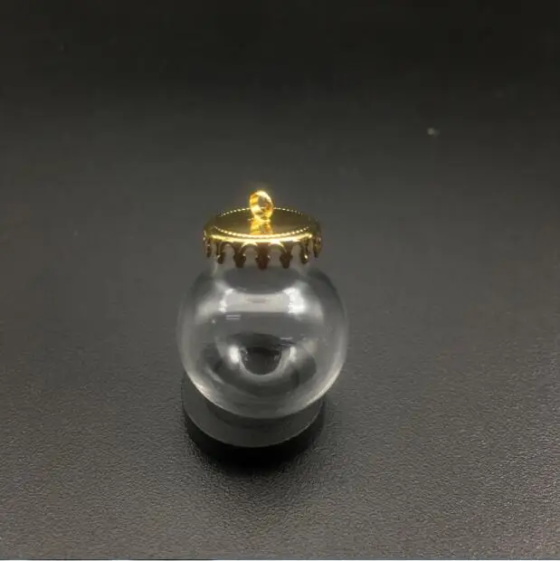 1set 20*12mm hollow glass globe with setting base beads cap set orb glass vials pendant glass bottle jewelry pendant 13 styles