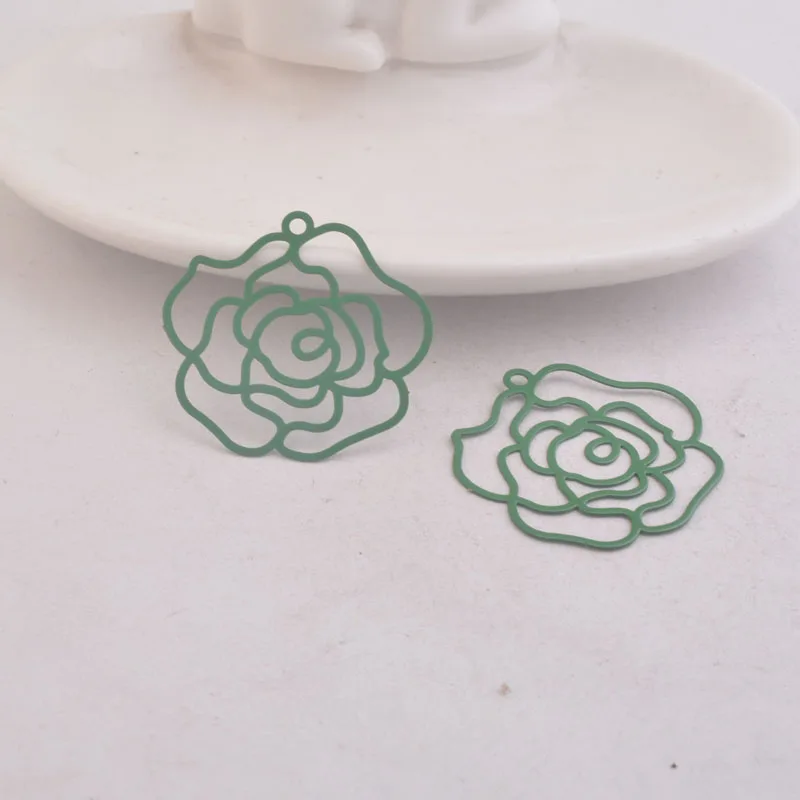50 Stück AB1353 30mm*32mm Große Blumenanhänger Rosen-Messing-Charms Stanzanhänger DIY Schmuckzubehör – Detail 11