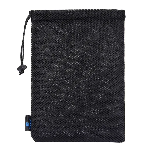 PULUZ Zachte Flanellen Pouch Tas Met Stay Cord Voor GoPro Grey Nylon Mesh Opbergtas Verblijf Koord Accessoires Tassen Zwart/grijs