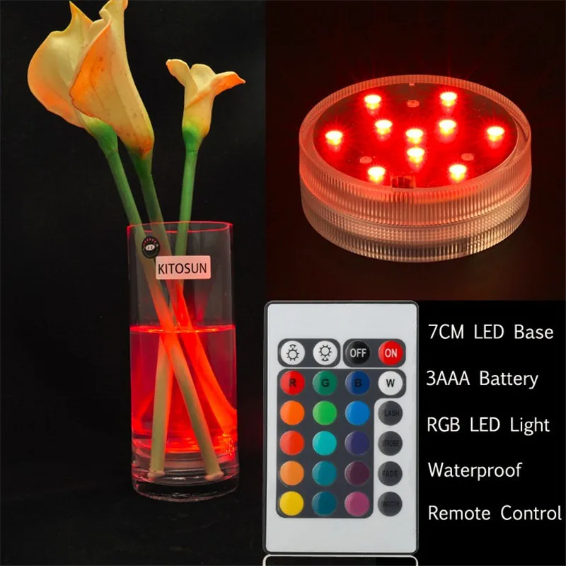 Super Quality!!! 24pcs/Lot RGB Color Changing Submersible Battery Mini LED Light Base For Inside Vase Paper Lantern Lighting