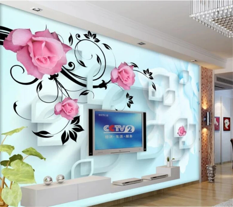 wellyu Custom Wallpaper 3d обои Large Photo Wallpaper Mural Stereo Rose Vine TV Background Wall Decorative Painting 3d wallpaper