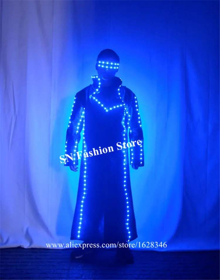 M27 Party men wears jacket dj performance props ballroom dance show dress outfits glowing glasses bar coat stage dress men disco