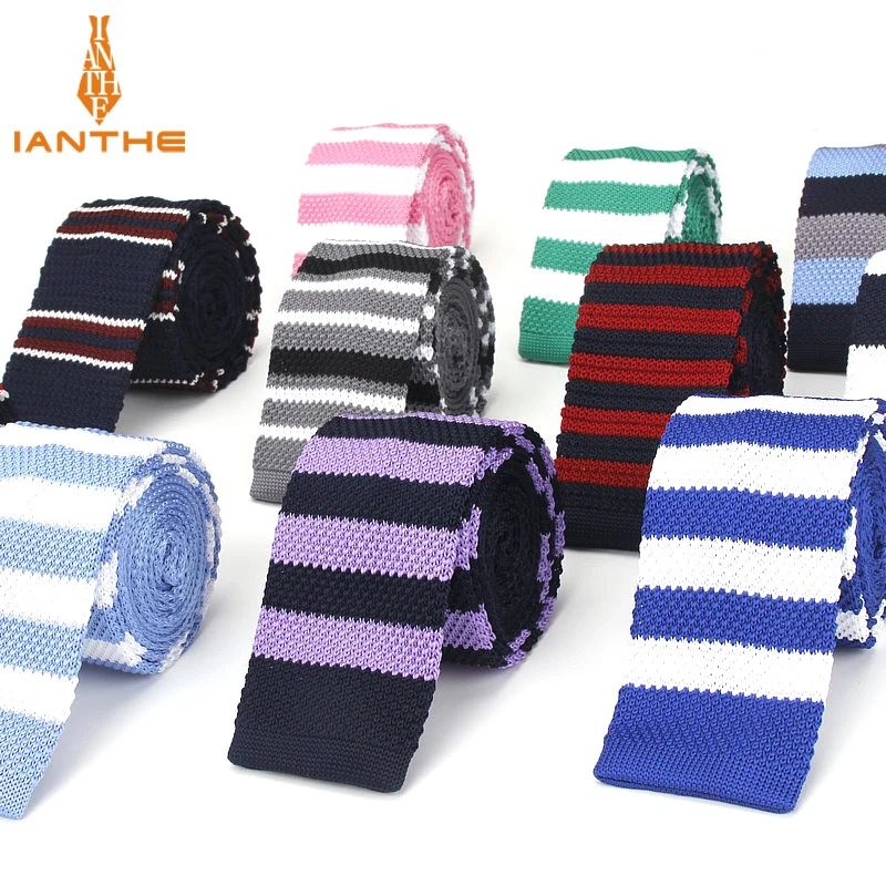 

Fashion Mens Knit Ties Colorful New 6cm Slim Knitted Skinny Neckties For Men Party Wedding Male Neckwear Tie Cravat Corbatas