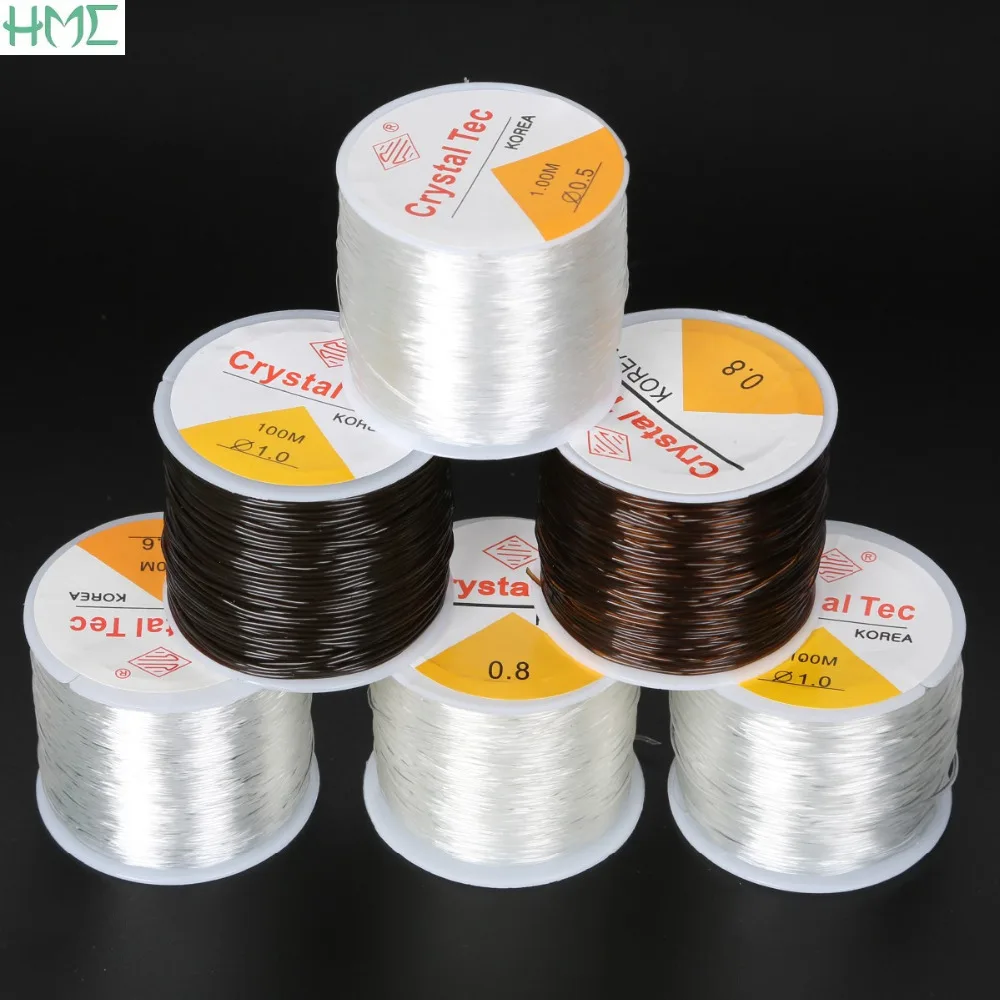 0.5/0.6/0.8/1.0mm Round Elastic Cords Transparent Brown Crystal Beading Cord String Line for Necklace Bracelets Jewelry Making
