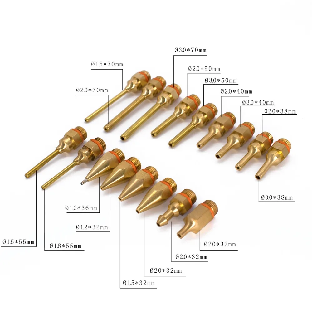 Hot Melt Glue Gun Long Nozzle Large Diameter Small-bore 1.0x36mm 1.5x55mm 1.5x70mm High Quality Steel Material with Wrench 3Pcs