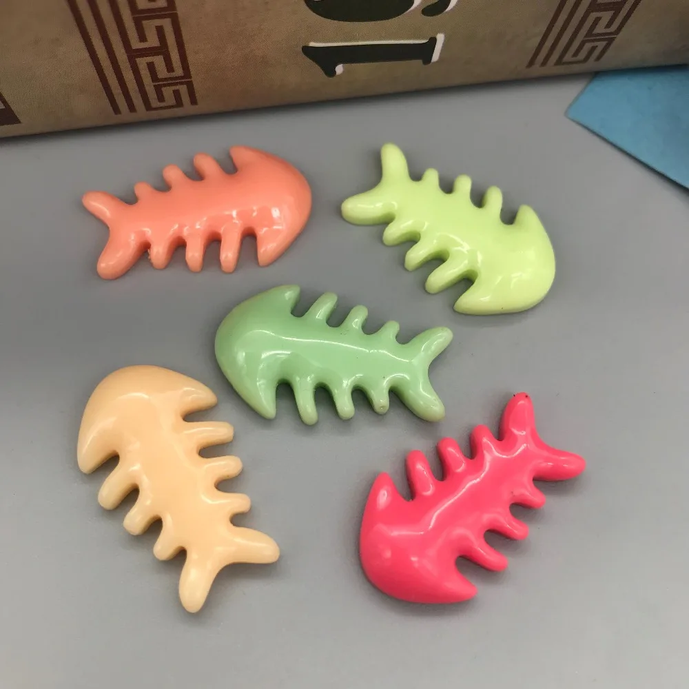 Resin cute fishbone Flatback Cabochon for jewelry accessory ,DIY 15*25mm