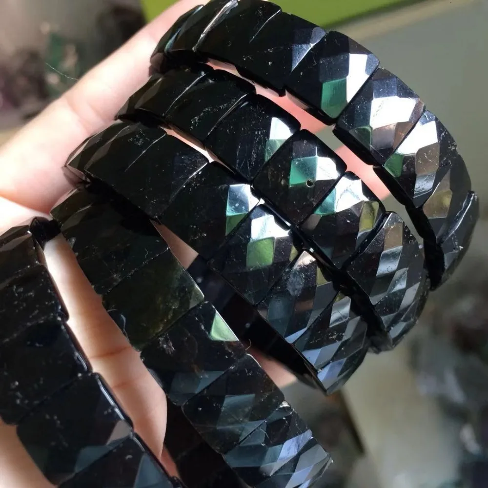 black tourmaline stone beads bracelet natural energy stone bangle fine jewelry bracelet for woman for gift wholesale !