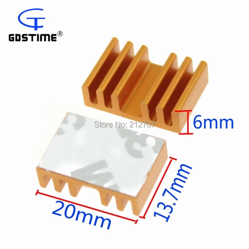 100 Pieces/lot Gdstime 13.7x20x6mm Cooling Cooler RAM Heatsink Extruded Radiator For IC Video Card