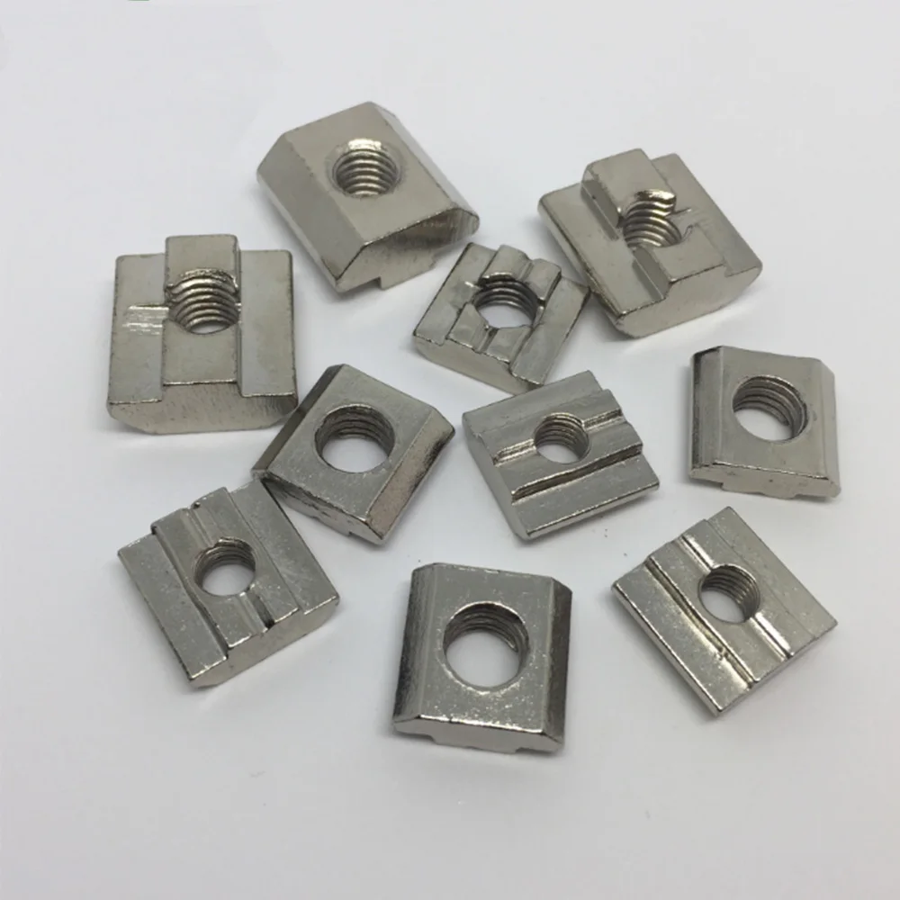 100pcs M3 M4 M5 M6 Nickel Plated T Sliding Nuts  nut Fastener Connector for Aluminum Extrusion Profile 2020 / 3030 series