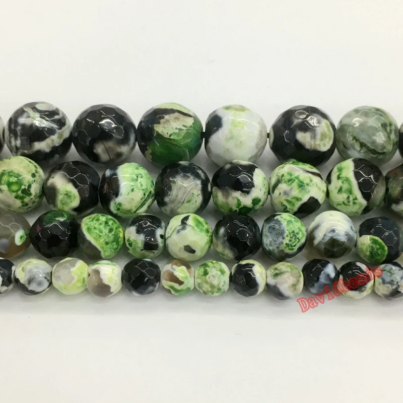 Natural Stone Orange black green Magenta blue yellow Faceted Fire Agates Beads 16