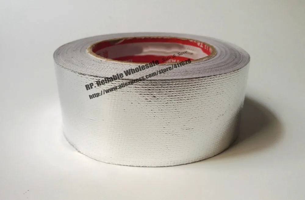 50mm*30M Mix Aluminum Foil with Fiber Glass Adhesive Tape Strong for Kitchen Ventilator Hoods Pipe Sealing, Wrap, Anti-Flame