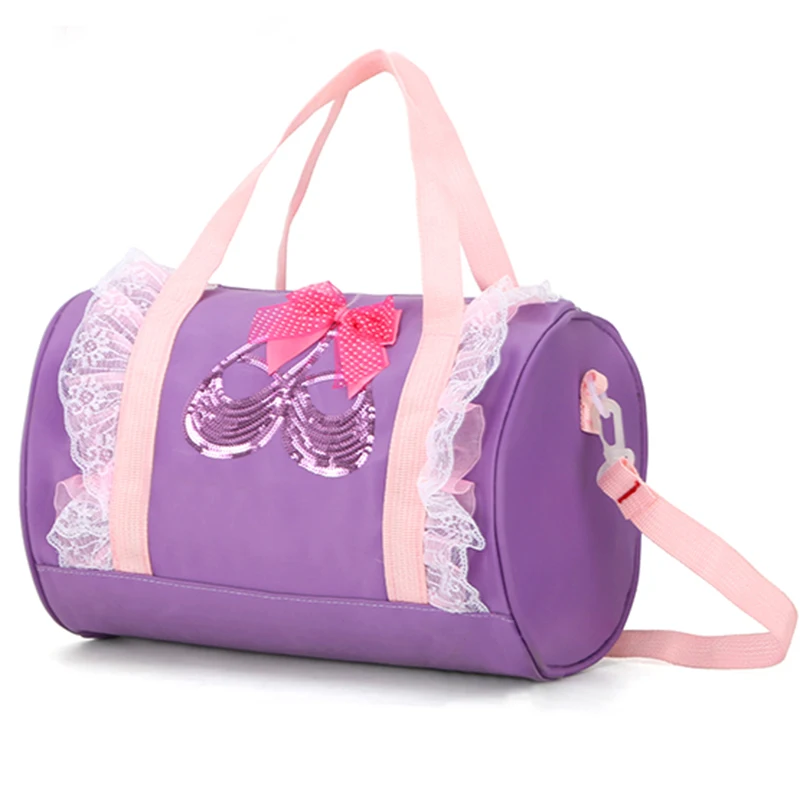 Purple Girls Embroidery Canvas Ballet Bag for Girls Pink Ballet Handbags for Children Ballet Shoes Shoulder Bag Kid Dancing Bags