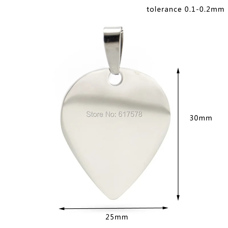 Risul stainless steel hanging plectrum charms guitar pick Pendant both sides mirror polished shiny jewelry wholesale 50pcs