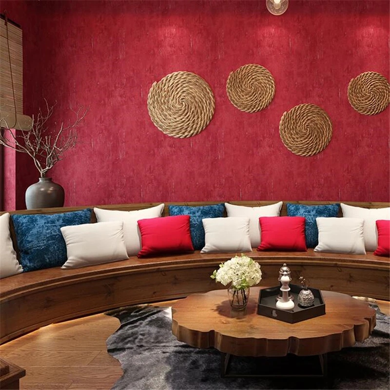 

wellyu Retro pure color red wallpaper burgundy big red living room bedroom KTV background wall paper clothing store wallpaper