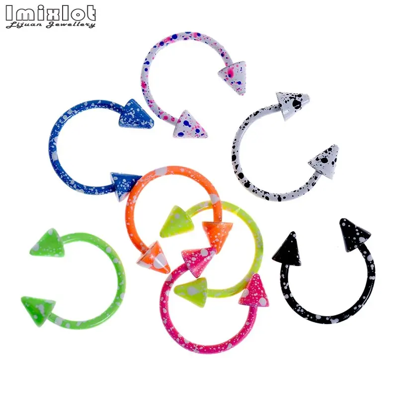 8pcs Steel Anodized Cone Circular Barbell Lip Nose Rings Piercing Colorful Horseshoe Helix Piercings Fashion Body Jewelry