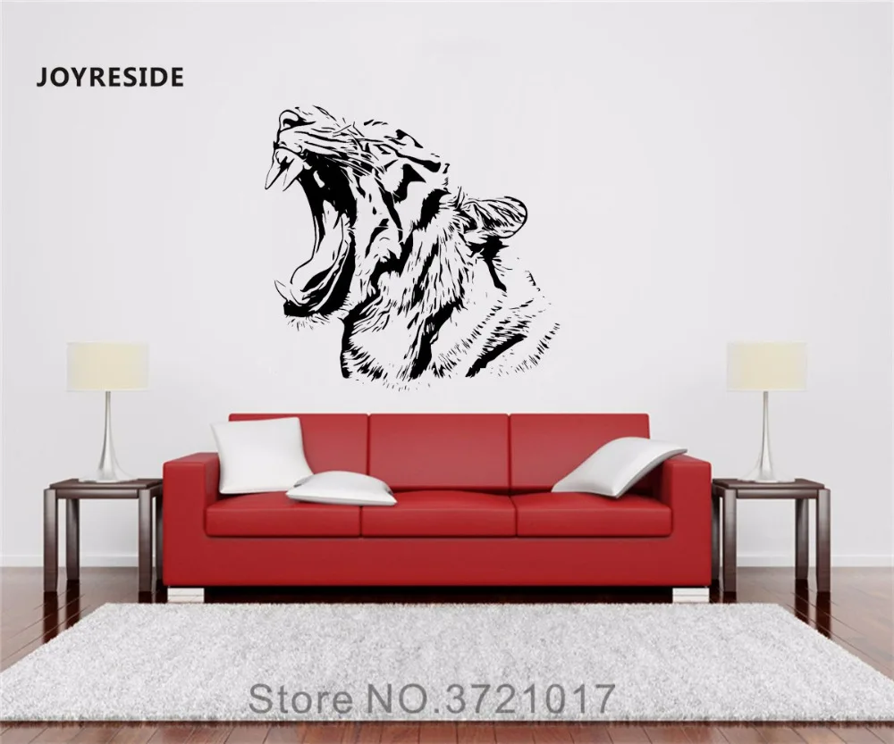 JOYRESIDE Predator Animal Wildcat Wall Tiger Decal Vinyl Sticker Decor Home Design Art Bedroom Living Room Interior Murals A286