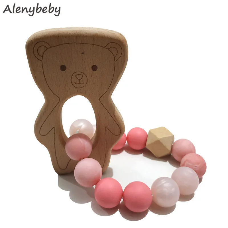 ซิลิโคนเด็ก Teether สร้อยข้อมือ BPA ฟรีเด็ก Teething ลูกปัดพยาบาลซิลิโคนเกรดอาหารของเล่นเด็กแรกเกิดผล...