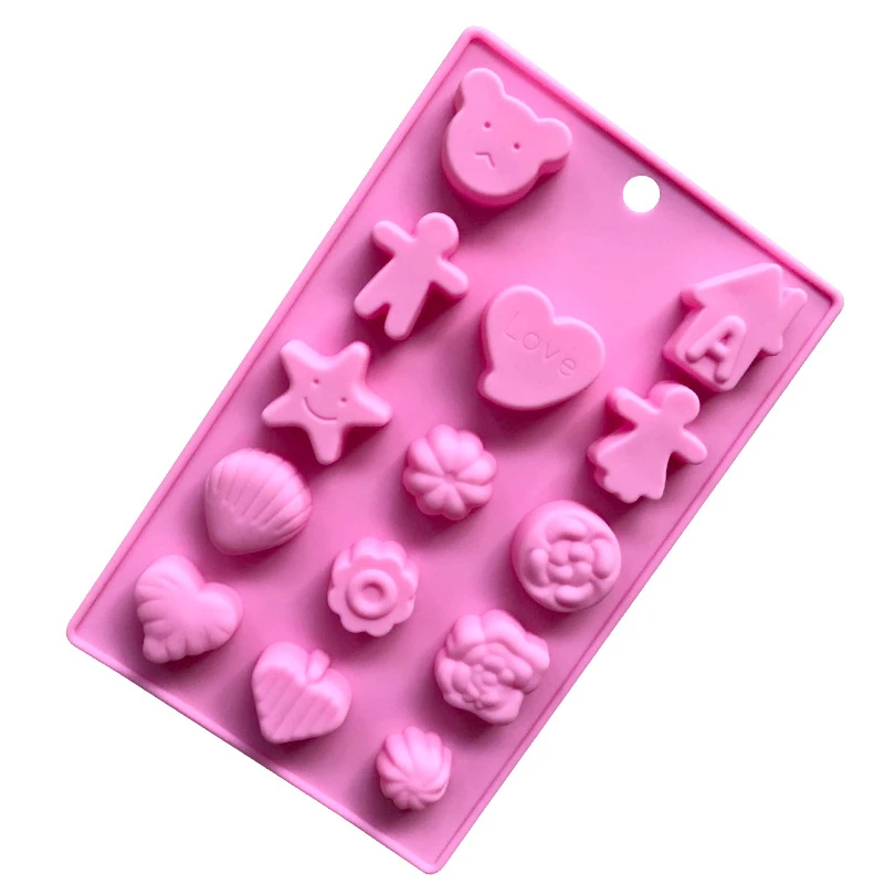 Handmade Cake Chocolate Molds 14-in-1 Irregular Shape Boys/Girls/Stars/Hearts Ice Tray Model Baking Tools Cake Decoration D584