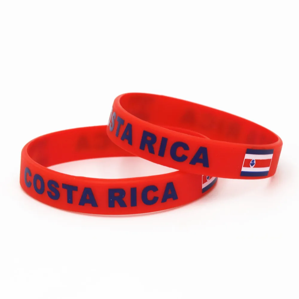 1PC Costa Rica Country Flag Silicone Wristband Red Football Sports Souvenir Silicone Rubber Bracelets&Bangles Gifts SH242