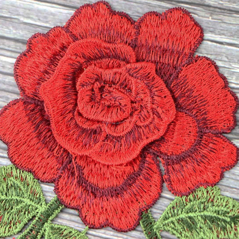 1PC Rose Flower Embroidery Patches  for Clothes Patches Bordados Para La Ropa Applique Embroidery Flower Patches for Clothing