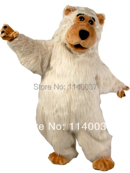 

mascot White Fur Boris Bear Mascot Costume Stage Advertising Costume Mascotte Mascota Outfit Suit Fancy Dress EMS FREE SHIP