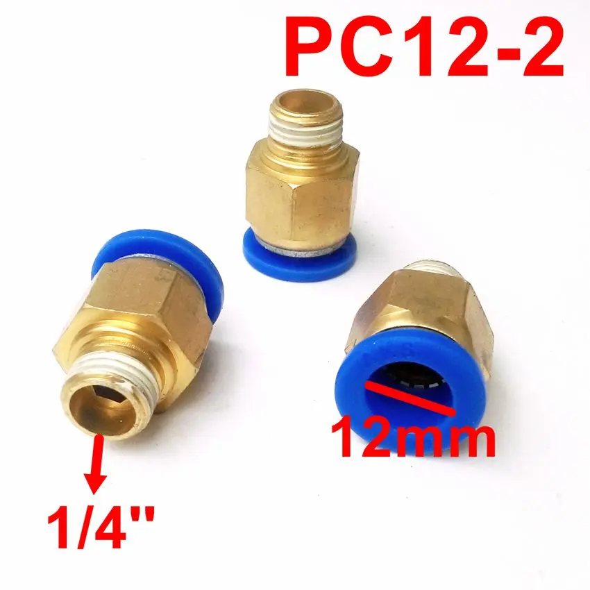 10pcs/lot 12mm Tube 1/4'' Thread Pneumatic Fitting Quick Joint Connector PC12-2