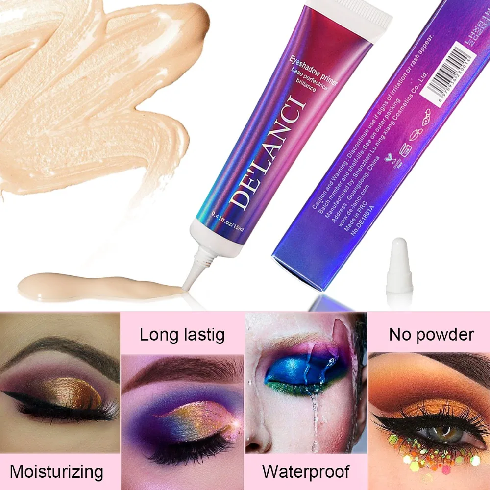 DE\'LANCI Eyeshadow Primer Matte Base Long Lasting Color Glitter Eyeshadow Glue Cream Enhance Durable Eye Primer