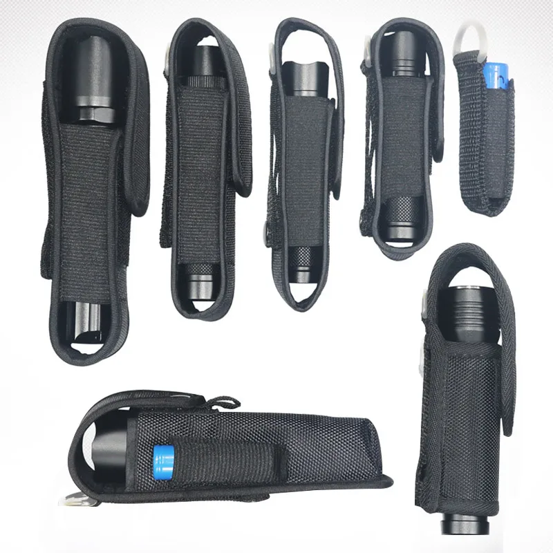 Every Size Flashlight Pouch Holster Case Nylon Adhesive Belt Pouch Case for LED Flashlight Torch