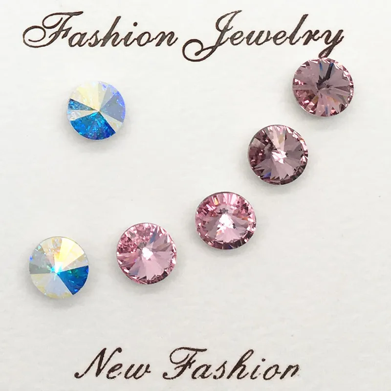 Ms Betti Small Round Stone Crystal Stud Earrings Set For Women And Girls Mixed Color 2021 New Trendy Jewelry Gift 3prs/set